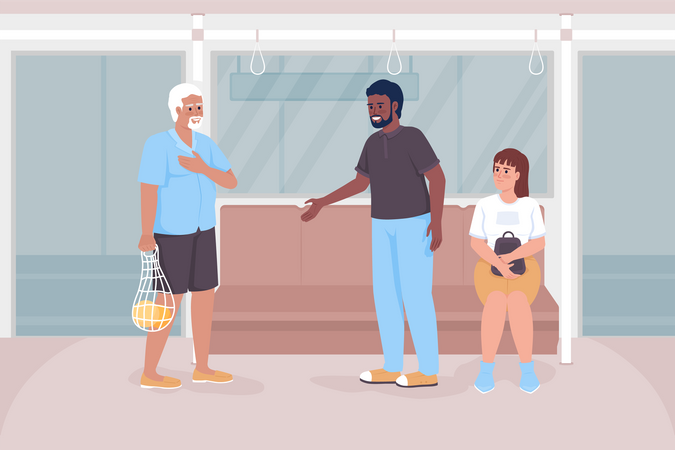 Good manners on public transport Illustration