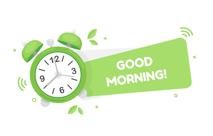 Good morning with clock  Illustration