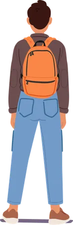 Male Character Strikes A Confident Pose With A Rucksack Snugly Strapped To His Back Man With Shoulders Squared And Head Held High Showing Proper Posture For Carrying Backpack Vector Illustration Illustration