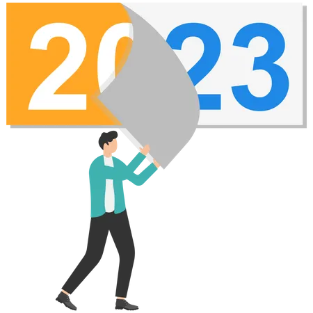 Goodbye 2022 A Businessman Tears Off A Calendar Sheet Of The Outgoing Year Parting With The Coming Year Illustration