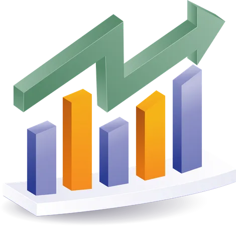 Goods analysis chart with arrow  Illustration