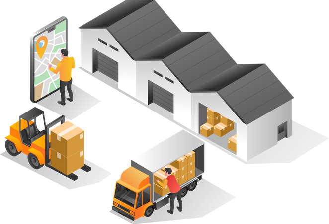 Goods delivery warehouse application Illustration