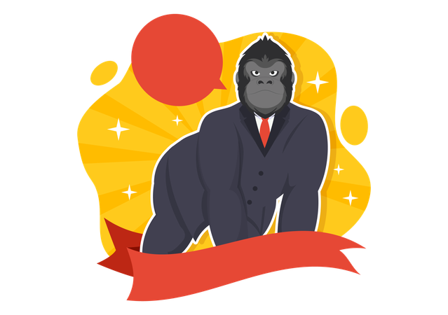 Gorilla in suit and thinking something  イラスト