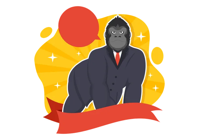 Gorilla in suit and thinking something  Illustration