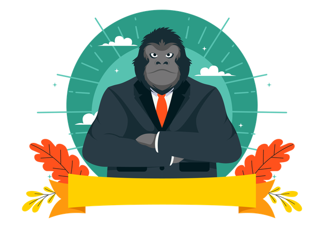 Gorilla wearing suit  Illustration