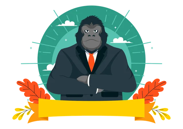 Gorilla wearing suit  Illustration