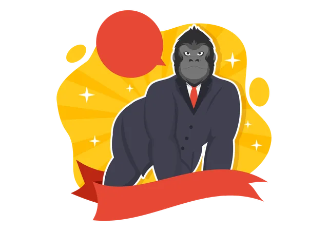 Gorille en costume et pensant à quelque chose  Illustration