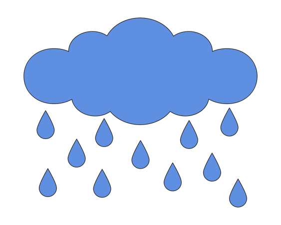 Gotas de lluvia de nubes lluviosas goteando  Ilustración