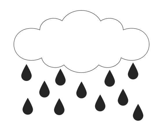 Gotas de lluvia de nubes lluviosas goteando  Ilustración