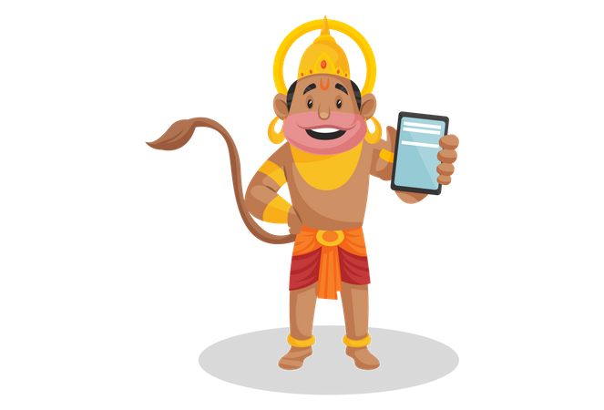 Gott Hanuman zeigt Handy  Illustration