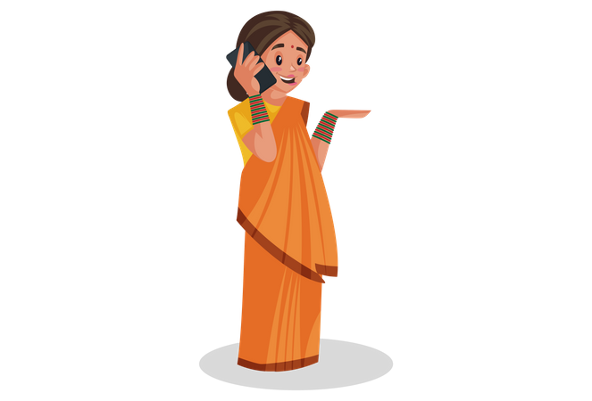 Göttin Sita telefoniert  Illustration