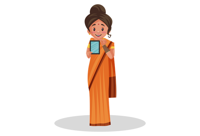 Göttinnen Sita zeigt Handy  Illustration