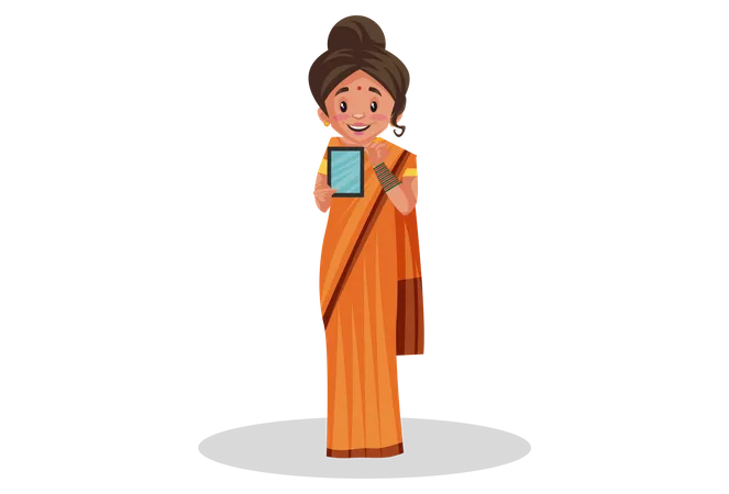 Göttinnen Sita zeigt Handy  Illustration