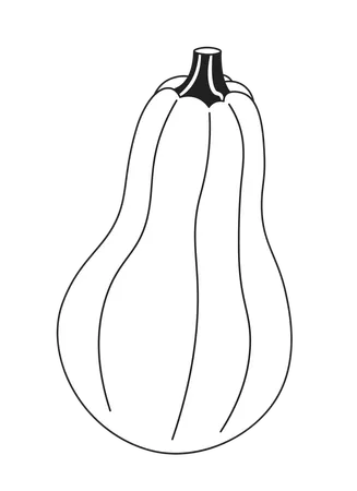 Gourd Fall Plant Black And White 2 D Cartoon Object Thanksgiving Nutritious Healthy Food Autumn Harvest Festival Vegetable Isolated Vector Outline Item November Monochromatic Flat Spot Illustration Illustration