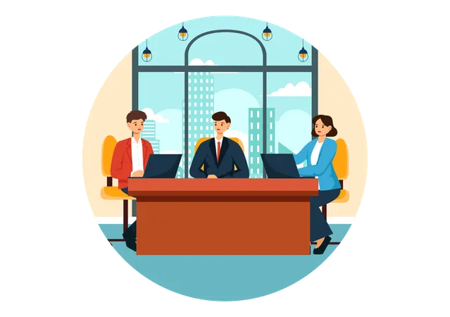 City Council Meeting Vector Illustration With Effective Business Team Employee Brainstorming For Important Negotiation In Flat Cartoon Background Illustration