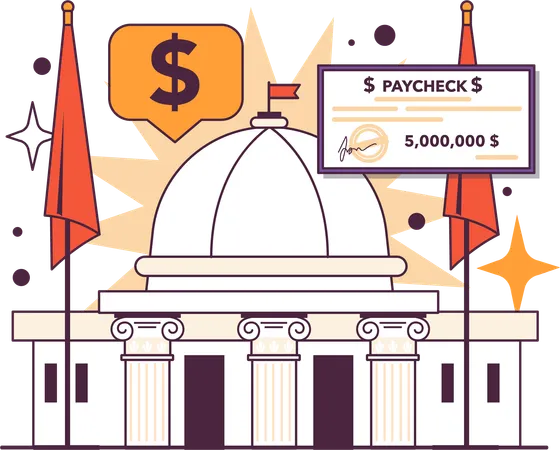 Government getting pay check  Illustration