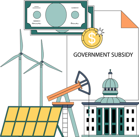 Government grant in installing solar panels  Illustration