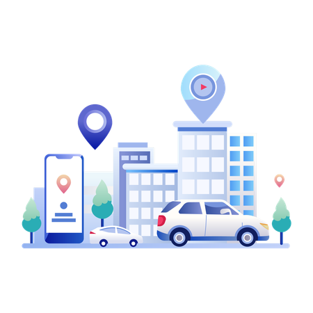 모바일 앱의 GPS 위치  일러스트레이션