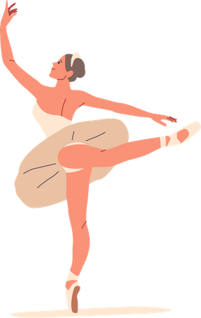 Graceful Ballerina Wearing Tutu Strikes Poised Ballet Pose  Illustration