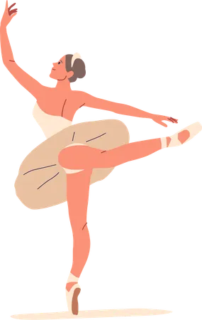 Graceful Ballerina Wearing Tutu Strikes Poised Ballet Pose  Illustration