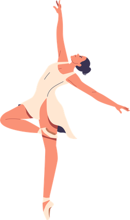 Graceful Ballet Dancer Performing An Elegant Dance Movement  Illustration