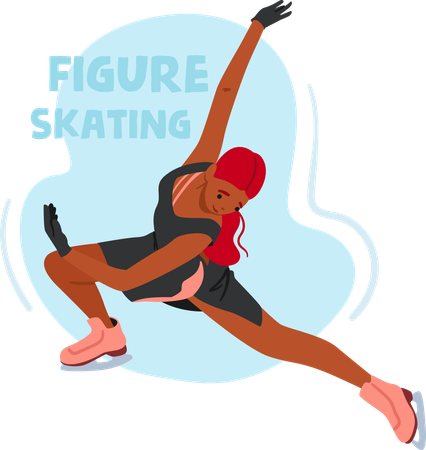 Graceful Female Skater Glide On Ice  Illustration