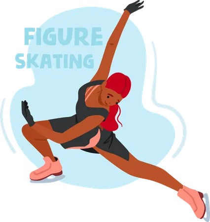 Graceful Female Skater Glide On Ice  Illustration