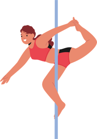 Graceful Performer female Exudes Confidence As She Dancing on Pole  Illustration