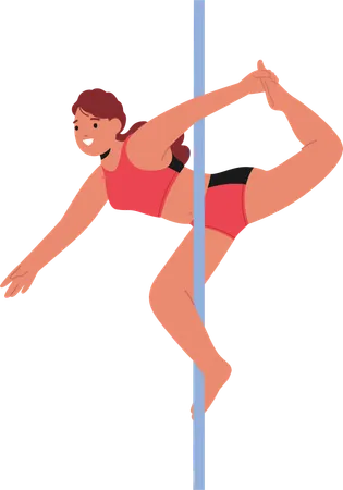 Graceful Performer female Exudes Confidence As She Dancing on Pole  Illustration