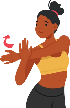 Graceful Woman Performing Shoulder And Hand Stretches  Illustration