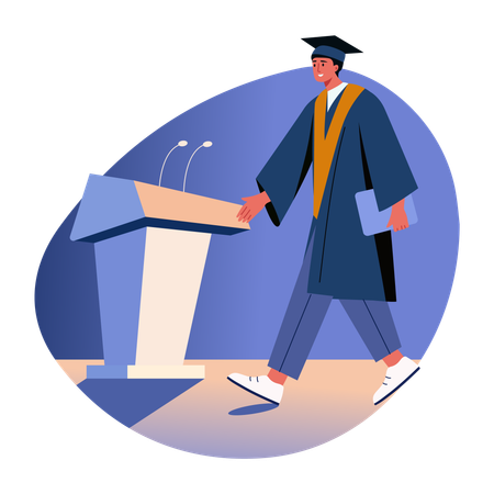 Graduate boy giving speech  Illustration