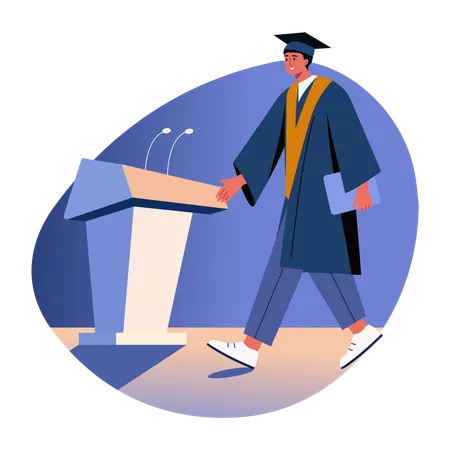 Graduate boy giving speech  Illustration