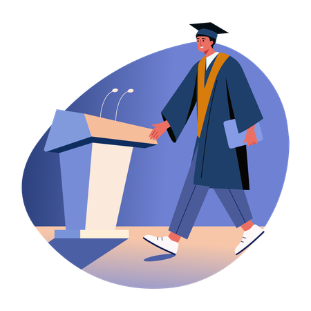 Graduate boy giving speech  Illustration