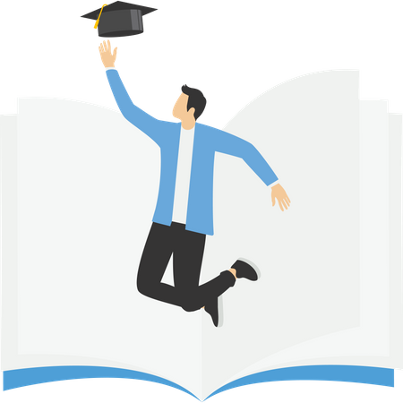 Graduate boy happy to receive a diploma  Illustration