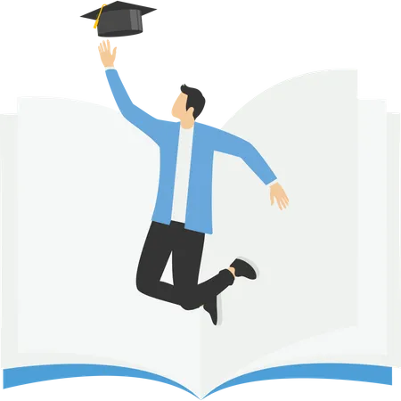 Graduate boy happy to receive a diploma  イラスト