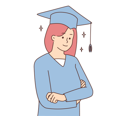 Graduate girl standing confidently  Illustration