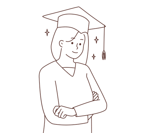 Graduate girl standing confidently  Illustration