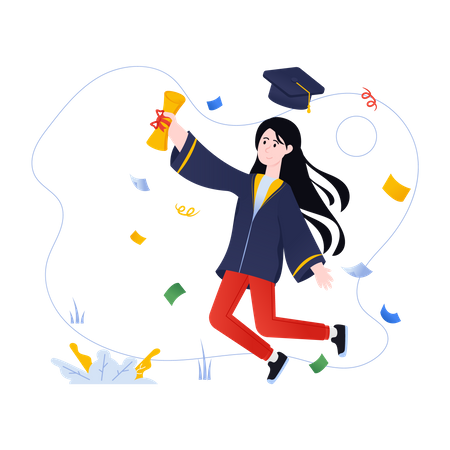 Graduate Girl Student  Illustration