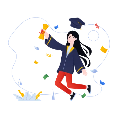 Graduate Girl Student  Illustration