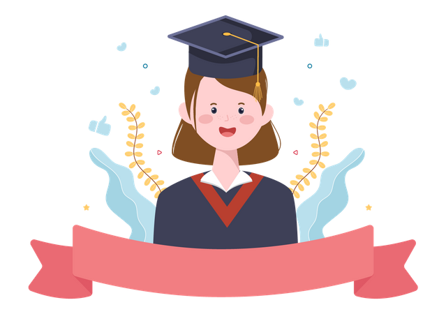 Graduate Girl Student  Illustration