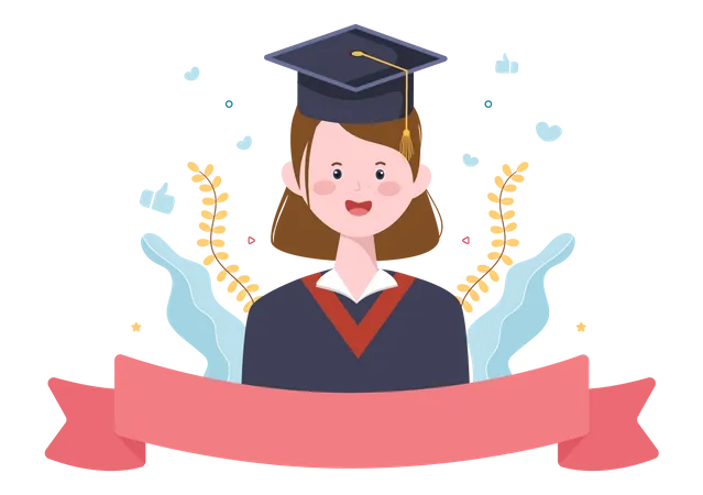 Graduate Girl Student  Illustration