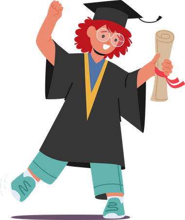 Graduate kid celebrates academic achievement  Illustration