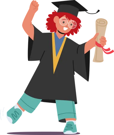 Graduate kid celebrates academic achievement  Illustration