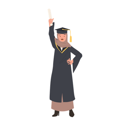 Graduate muslim girl celebrate graduation  Illustration