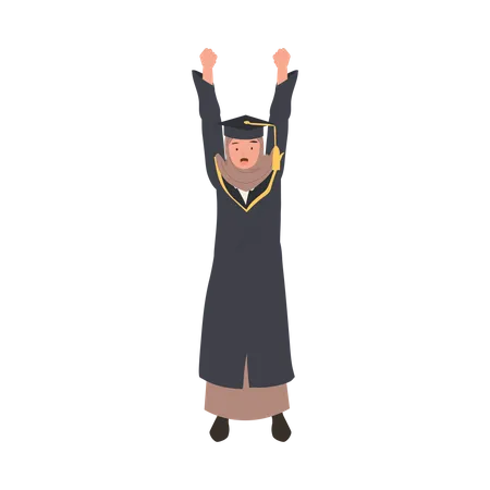 Graduate muslim girl celebrating graduation cerenomy  Illustration