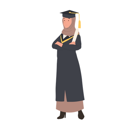 Graduate muslim woman with certificate  Illustration