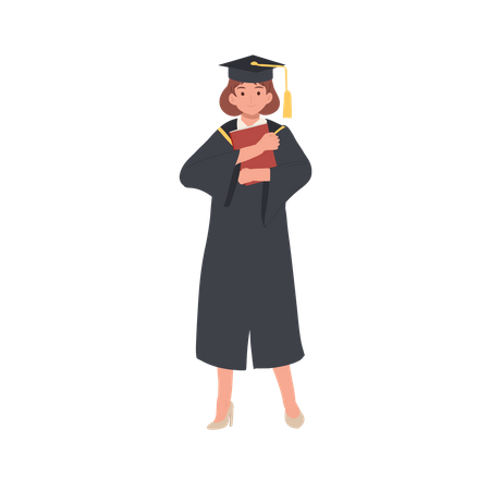Graduate Smiling Student with Diploma  Illustration