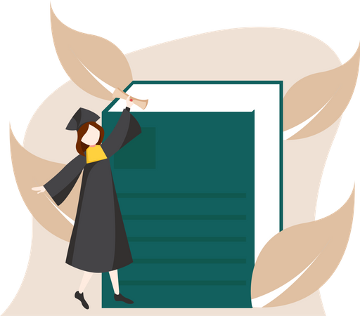 Graduate Student carrying certificate  Illustration