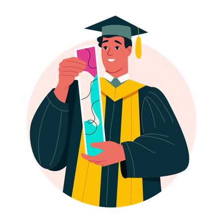 Graduate student celebrating graduation  Illustration