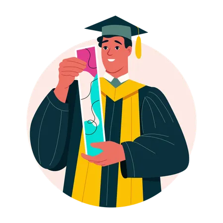 Graduate student celebrating graduation  Illustration